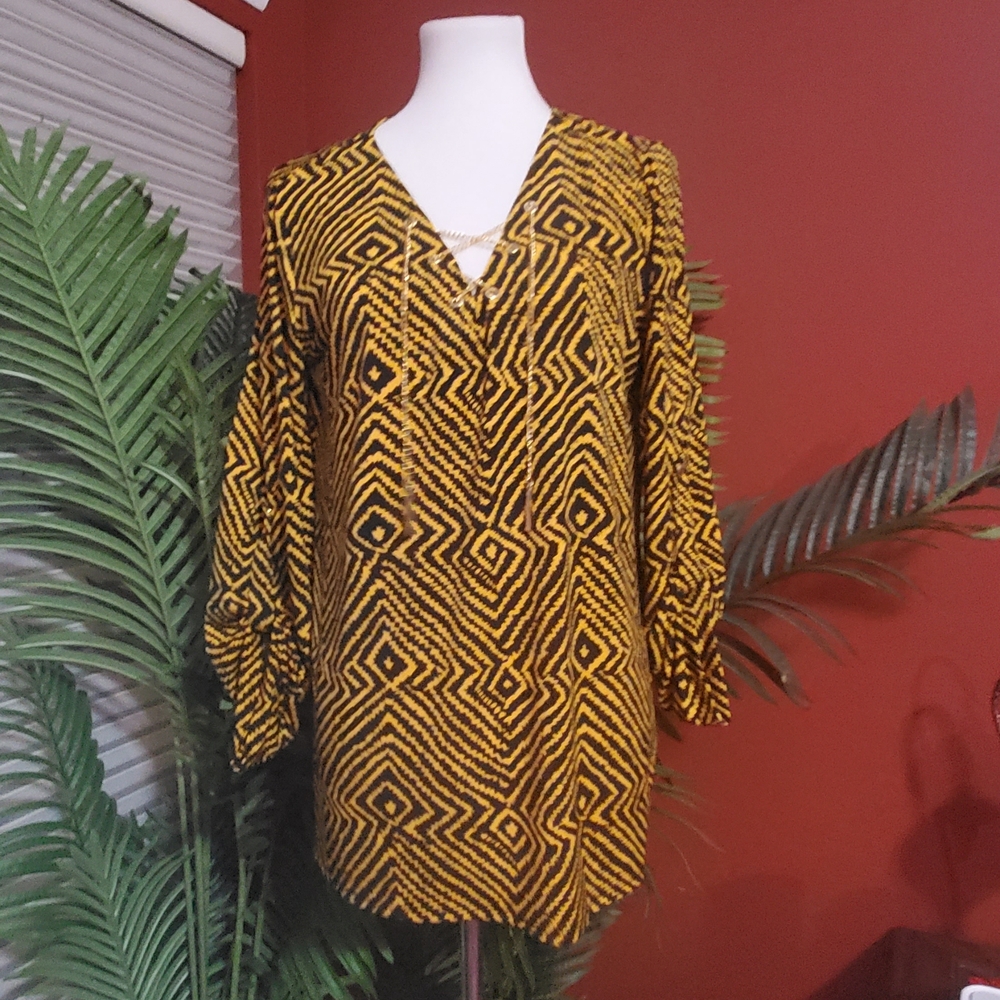 MICHAEL Michael Kors Geometric Gold Blouse